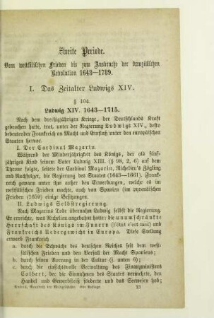 Zweite Periode. Vom westfälischen Frieden bis zum Ausbruche der französischen Revolution 1648-1789