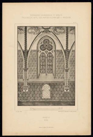 Kapelle: Detail (aus: C. Schäfer, Die Bauhütte, Entwürfe im Stile des Mittelalters, 1. Bd., 1883, Tafel 16)