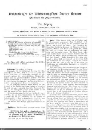 164. Sitzung, Stuttgart, 1.8.1916