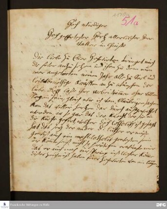 Brief von Anna Kunigunde Bülfinger an August Hermann Francke.