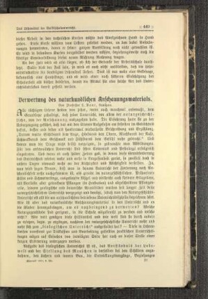 Verwertung des naturkundlichen Anschauungsmaterials