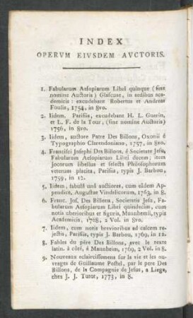 Index operum eiusdem auctoris.