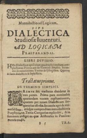 Tractatus primus. De Termino Simplici.