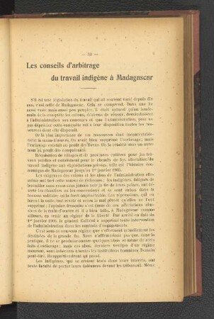 Les conseils d'arbitrage du travail indigène à Madagascar.