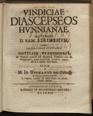 Vindiciae Diascepseos Hvnnianae, Adversvs D. Sam. Strimesivm