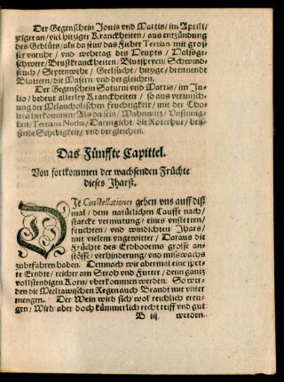 Das Fünffte Capittel. Von fortkommen der wachsenden Früchte dieses Jharß.