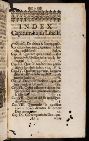 Index Capitum hujus Libelli.