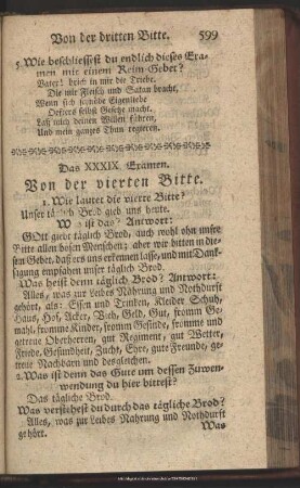 Das XXXIX. Examen. Von der vierten Bitte
