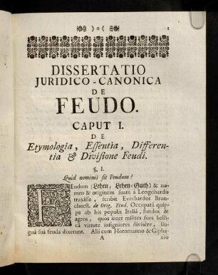 1-36, Dissertatio Juridico-Canonica De Feudo.