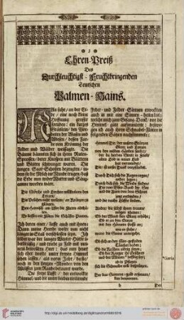 Ehren-Preiß Des [...] Teutschen Palmen-Hains