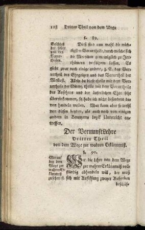 Der VernunftLehre Dritter Theil von dem Wege zur wahren Erkänntniß.