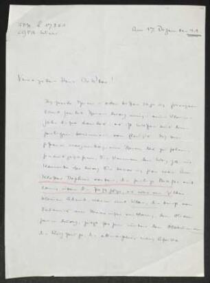 Brief von Erhart Kästner an Gerhart Hauptmann