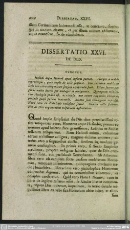 Dissertatio XXVI. De Diis