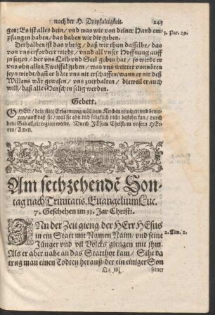 An sechzehenden Sontag nach Trinitatis ...