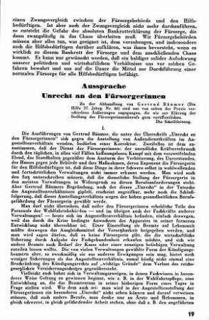 Aussprache. Unrecht an den Fürsorgerinnen.