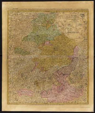 Karte vom Bayerischen Reichskreis, 1:630 000, Kupferstich, ca. 1750. - Aus: Atlas mapparum geographicarum generalium & specialium Centum Foliis compositum et quotidianis usibus accommodatum - Norimbergae, 1791