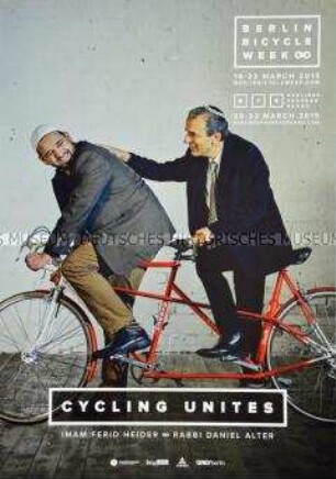 Plakat zu der im Rahmen der "Berliner Bicycle Week" 2015 geplanten Aktion "Cycling Unites" Critical Mass Tour für Respekt und Toleranz