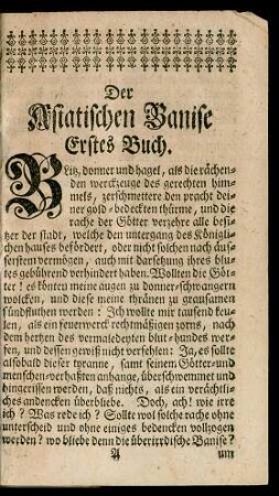 Der Asiatischen Banise Erstes Buch.