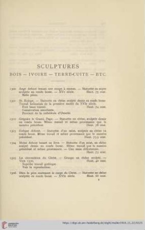 Sculptures. Bois - Ivoire - Terre-cuite - etc. (No. 1300 - 1333)