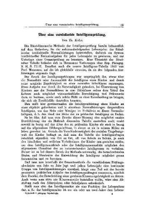 Über eine vereinfachte Intelligenzprüfung