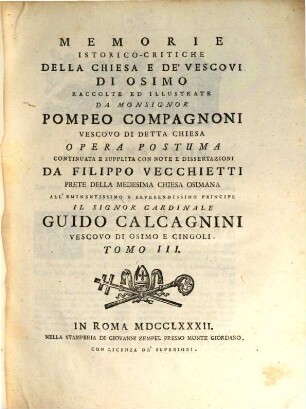 Memorie istorico-critiche della chiesa e de' vescovi di Osimo. 3