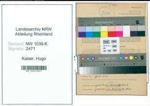 Entnazifizierung Hugo Kaiser , geb. 01.11.1919 (Monteur)