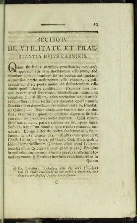 Sectio IV. De Utilitate Et Praestantia Huius Carminis