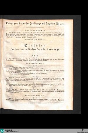 Karlsruher Intelligenz- und Tage-Blatt, Beilage