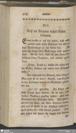 XLV. Daß die Kometen nichts Böses bedeuten