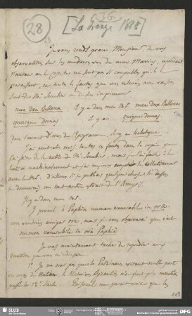 Eigenh. Brief von Guillaume Favre an August Wilhelm von Schlegel, La Grange, 1815