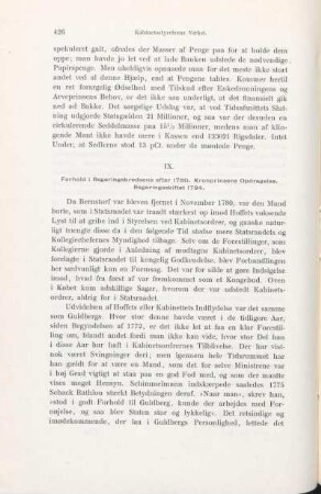IX. Forhold i Regeringskredsene efter 1780. Kronprinsens Opdragelse. Regeringsskiftet 1784.