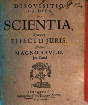 Disquisitio iur. de scientia, eiusque effectu iuris