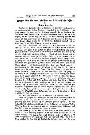 Einiges über die neue Methode des Zeichen-Unterrichtes