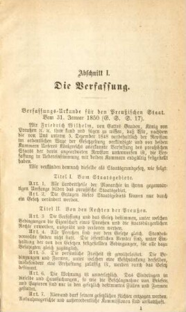 Abschnitt I. Die Verfassung