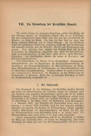 VII. Die Verwaltung des Preußischen Staates.
