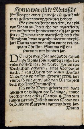 Hyrna wat etlike Römische Bisschoppe edder Paweste ... upgerichtet hebben.