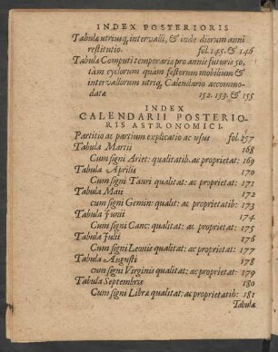 Index Calendarii Posterioris Astronomici.