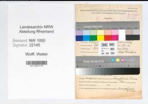Entnazifizierung Walter Wolff, geb. 07.08.1899 (Vertreter)