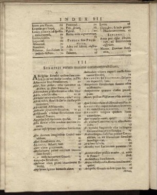 III. Synopsis rerum maxime commemorabilium.