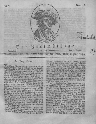 Nro. 15., Sonnabend, den 21. Januar 1809