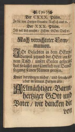 Nach verrichteter Communion.