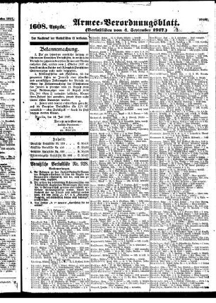 1608. Ausgabe. Dienstag, 4. September 1917
