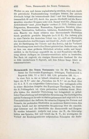 408-409 [Rezension] Torm, Frederik, Hermeneutik des Neuen Testaments