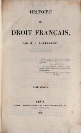 Histoire du Droit Français, 2