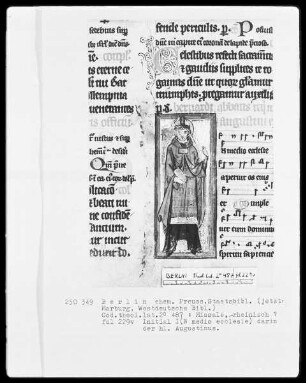 Missale — Initiale I (n medio ecclesie), darin der heilige Augustin, Folio 229verso