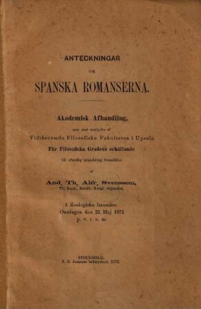 Anteckningar om spanska romanserna