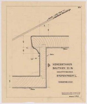 Konzerthaus, Beuthen Umbau: Haupttreppe Stufenprofil 1:1