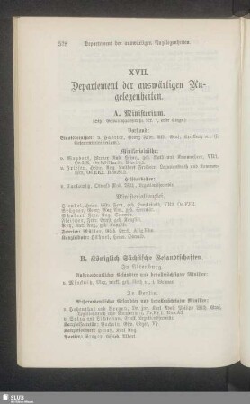 XVII. Departement der auswärtigen Angelegenheiten