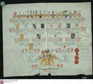 Ahnenprobe des Grafen Franz Carl v. Keßelstatt. - ausgefertigt 1783 Juni 2, Pergament