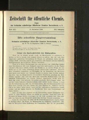 Heft XXI. 15. November 1906.